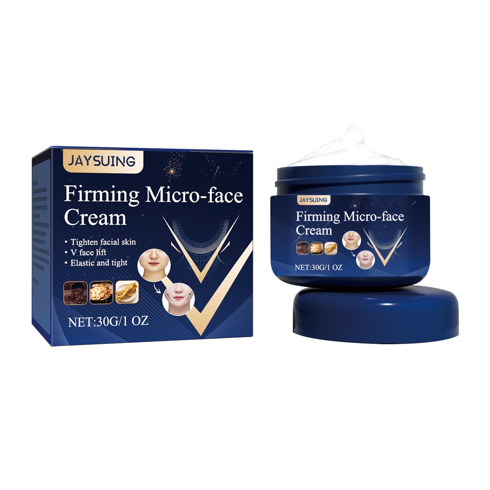 Jaysuing V Face Firming Cream, Contours Tightening, Chin Lifting Facial Skin Relaxation Massage Cream (Option: 1pc)
