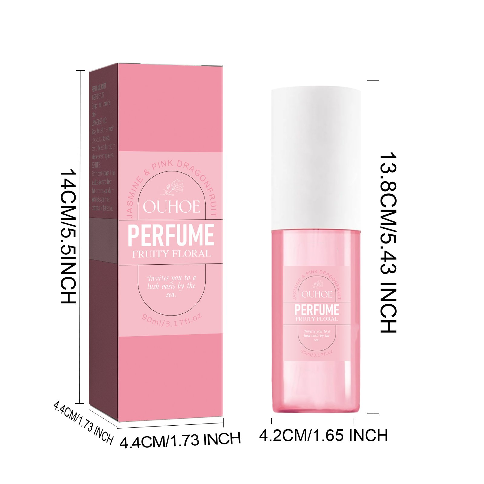 Brazilian Perfume,Fruity Fragrance Perfume Mist,Brazilian Perfume For Women Bodymoisturize Skin 3.17oz (Color: Pink)