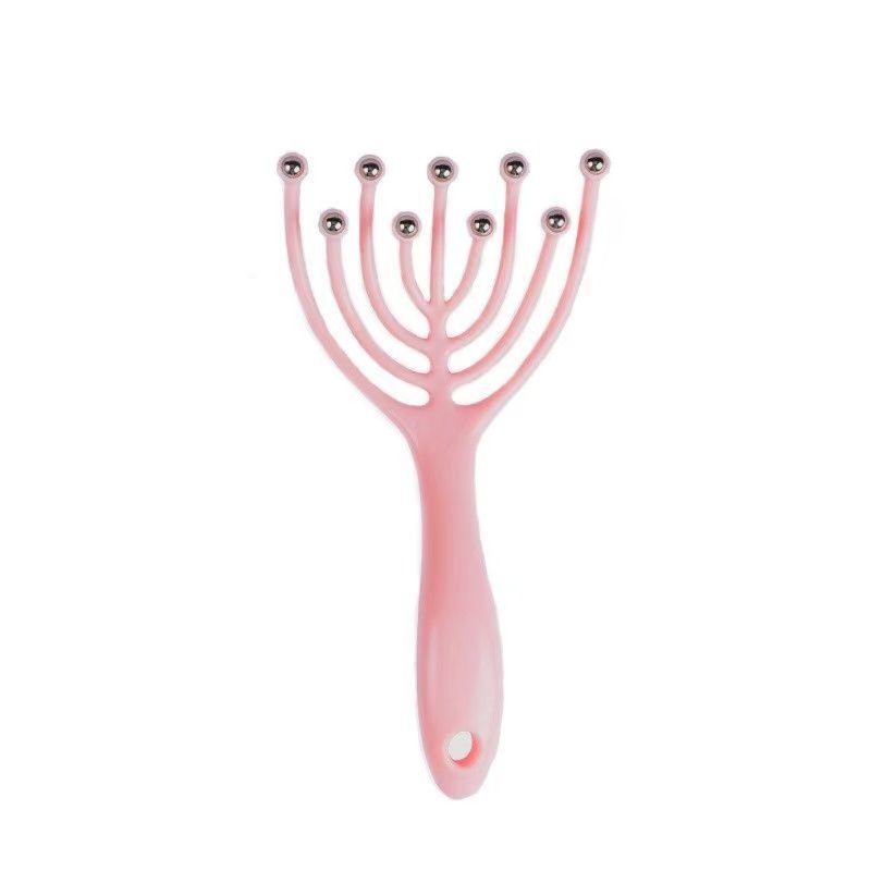 1pc 5/9/10 Claws Head Relax Massager Healing Neck Claw Massage Anti-stress Pain Relief Octopus Scalp Relax Spa Headache Stimulate Blood Circulate (Color: 9 Claws-pink)