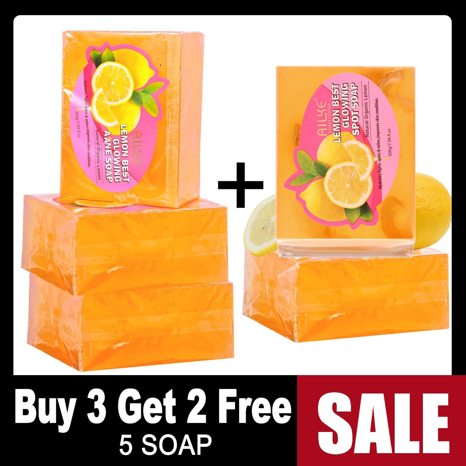 AILKE Private Label AHA Premium Rose Whitening Anti-Spots Cream Organic Body Serum Oil Lemon Soap Glowing Lotion Skin Care Set (Color: 5 Soap)