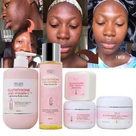 AILKE Glutathione & Vitamin C Kit, With Brightening Lotion, Moisturizing Cream, Lightening Soap, Spa Oil, Glowing Body Cream (Color: 5 in1 set)